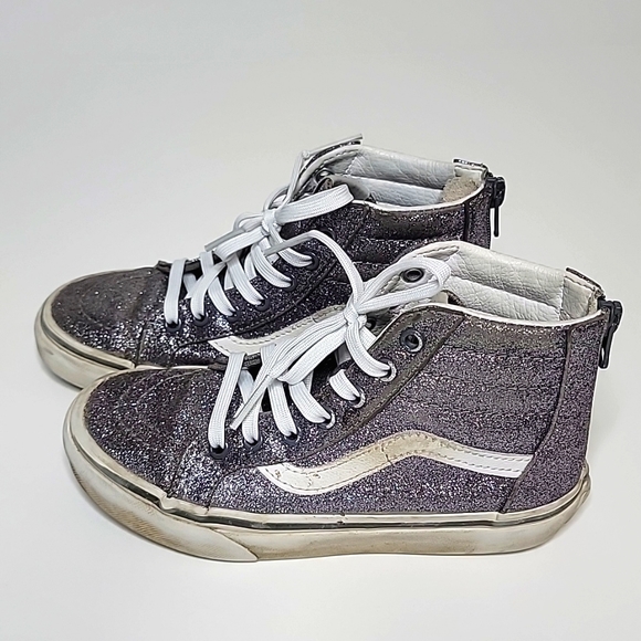 Silver Glitter Kids Sk8Hi vans - Picture 2 of 5